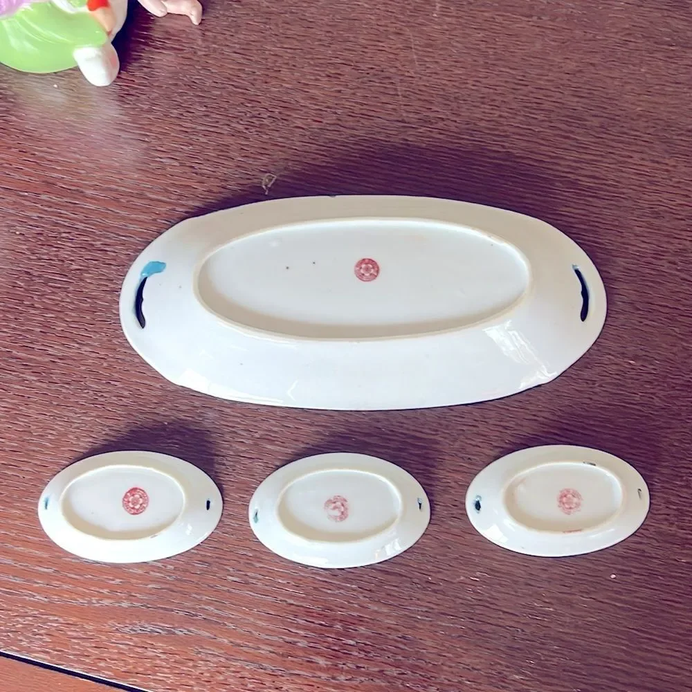 Vintage Japanese Hand Painted 4 piece Hord’oeuvre Set